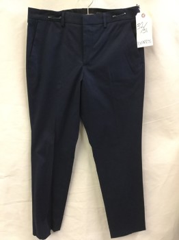 EXPRESS, Navy Blue, Cotton, Solid, Navy, Flat Front, Zip Front, 4 Pockets