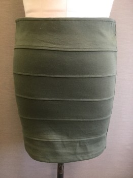 Womens, Skirt, Mini, FOREVER 21, Olive Green, Cotton, Polyester, XL, Knit, Pull-on, Top Stitch Layers