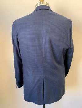 RALPH LAUREN, Navy Blue, Black, Polyester, Viscose, Houndstooth, Single Breasted, Notched Lapel, 2 Buttons, 3 Pockets