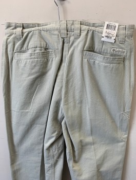 Mens, Casual Pants, COLUMBIA, Lt Beige, Cotton, Solid, Ins:32, W:34, Tapered Leg, Zip Fly, 5 Pockets, 3/4" Wide Belt Loops