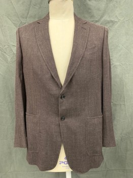 ERMENEGILDO ZEGNA, Chocolate Brown, Wool, Silk, Speckled, Cream Speckled, Single Breasted, Collar Attached, Notched Lapel, 2 Buttons,  3 Pockets