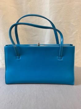 Womens, Purse, NL , Turquoise Blue, Leather, Solid, Silver Metal Hardware, Rectangle Shape 
*Suff Marks