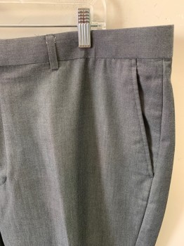 BERTOLINI , Dk Gray, Wool, Silk, Oxford Weave, Slacks, Zip Front, Button Closure, Extended Waistband, 4 Pockets, Creased **Alteration Snags