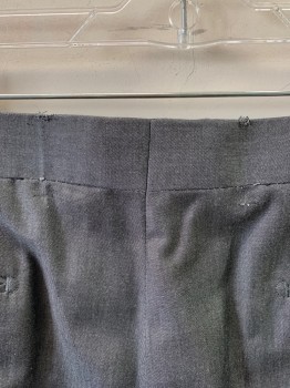 BERTOLINI , Dk Gray, Wool, Silk, Oxford Weave, Slacks, Zip Front, Button Closure, Extended Waistband, 4 Pockets, Creased **Alteration Snags