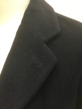 Mens, Coat, Overcoat, HUGO BOSS, Navy Blue, Wool, Solid, 42R, Dark Navy, Single Breasted, Notched Lapel, 3 Buttons, 2 Pockets, Solid Black Lining