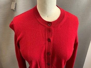 Womens, Sweater, DOLCE & GABBANA, Red, Wool, Solid, B:32, XS, Knit, CN, B.F., L/S, Altered Hem