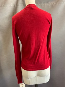 Womens, Cardigan Sweater, DOLCE & GABBANA, Red, Wool, Solid, B:32, XS, Knit, CN, B.F., L/S, Altered Hem