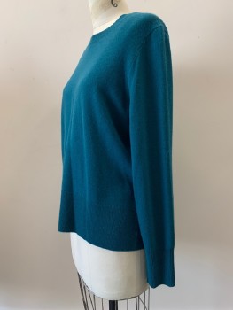 Womens, Pullover, J. CREW, Teal Blue, Cashmere, Solid, S, L/S, Crew Neck