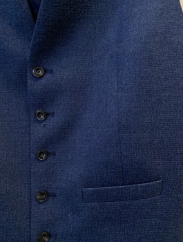 Mens, Suit, Vest, M&S, Blue, Wool, Solid, 38, 5 Button, 2 Button