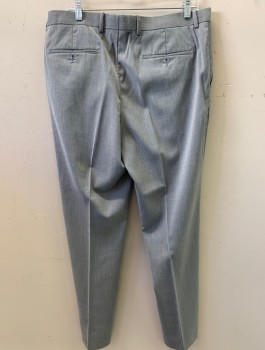 Mens, Suit, Pants, INC, Gray, Polyester, Rayon, Solid, 36/30, F.F, Slash Pockets,
