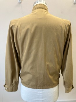 BRAD WHITNEY, Camel Brown, Cotton, Mandarin Collar, Tab & Btns @ Collar, Zip Front, 2 Pckts