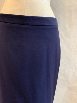 J. CREW, Navy Blue, Wool, Solid, Pencil Skirt, 1 1/4" Waistband, Back Zip