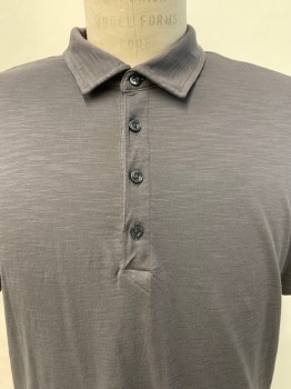 Micheal Bastian, Gray, Cotton, Heathered, S/S, Collar Attached,  Buttons