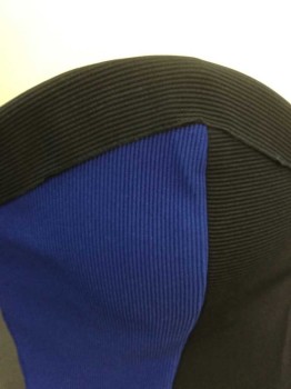 SUGAR LIPS, Royal Blue, Black, Polyester, Color Blocking, Tube Top, Ribbed Polyester, Center Is Black, Sides and Back Are Royal Blue, Sweetheart Bust, Gold Zipper At Center Back