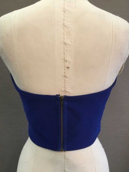 SUGAR LIPS, Royal Blue, Black, Polyester, Color Blocking, Tube Top, Ribbed Polyester, Center Is Black, Sides and Back Are Royal Blue, Sweetheart Bust, Gold Zipper At Center Back