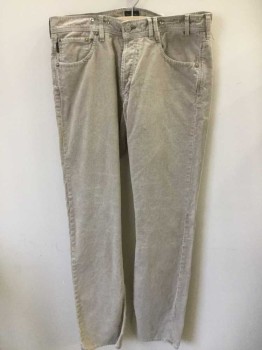 Mens, Casual Pants, PAUL SMITH, Lt Khaki Brn, Cotton, Solid, In35, W33, Corduroy, Button Fly,  Double Belt Loop on Left Side, See Detailed Photo