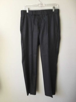 Mens, Suit, Pants, KENNETH COLE, Pewter Gray, Lt Gray, Polyester, Rayon, Plaid, 28, 31, Flat Front, Zip Fly, 4 Pockets