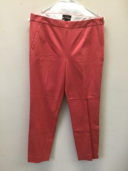 Womens, Pants, J CREW, Salmon Pink, Cotton, Viscose, Solid, 6, Darted Flat Front, 2 Faux Pocket Front, Side Zip, 2 Back Pockets