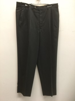 NORDSTROM, Black, Poly/Cotton, Solid, Double Pleated, Button Tab Waist, Zip Fly, 4 Pockets, Relaxed Leg, 90's/00's