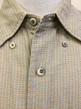 GREG NORMAN, Tan Brown, Camel Brown, Gray, Cotton, Basket Weave, Collar Attached, Button Down, Button Front, 1 Pocket, Short Sleeves,
