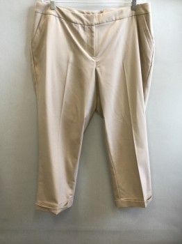 Womens, Suit, Pants, LANE BRYANT, Tan Brown, Cotton, Polyester, Solid, 18, Flat Front, Zip Fly, 4 Pockets, 1.5" Waistband, Cuffed Hem