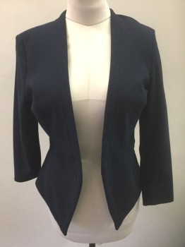Womens, Blazer, BANANA REPUBLIC, Navy Blue, Polyester, Viscose, Solid, 8, Open at Center Front, with No Closures, Angled/Pointed at Front Hem