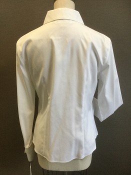 CALVIN KLEIN, White, Cotton, Solid, Button Front, Collar Attached, Long Sleeves, 2 Button Cuffs with Flair