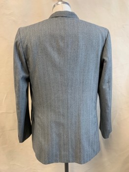 SIAM COSTUMES, Blue-Gray, Lt Blue, Wool, Stripes - Shadow, Single Breasted, 3 Buttons, Collar Attached, Notched Lapel, 3 Pockets,