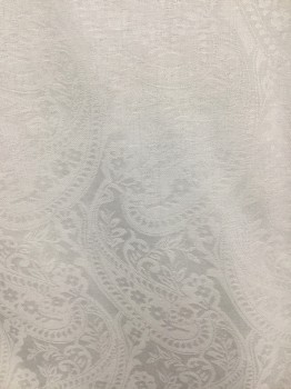 MEL GAMBERT, White, Cotton, Paisley/Swirls, Cotton Pique with Paisley Pattern, Rounded Collar, Long Sleeves, Button Front,
