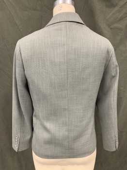 Womens, Suit, Jacket, CARAVELLI, Lt Gray, Polyester, Viscose, Heathered, 36B, Double Breasted, Collar Attached, Peaked Lapel, 3 Pockets