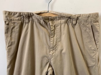 Mens, Casual Pants, JOHN VARVATOS, Khaki Brown, Cotton, Solid, Ins:31, W:38, Relaxed Leg, Zip Fly, 2 Buttons at Fly, 5 Pockets, Belt Loops
