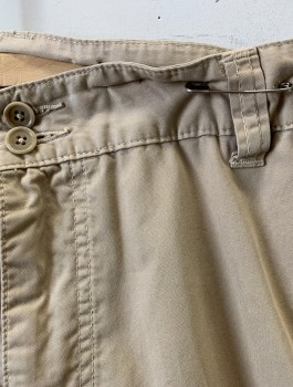 JOHN VARVATOS, Khaki Brown, Cotton, Solid, Relaxed Leg, Zip Fly, 2 Buttons at Fly, 5 Pockets, Belt Loops