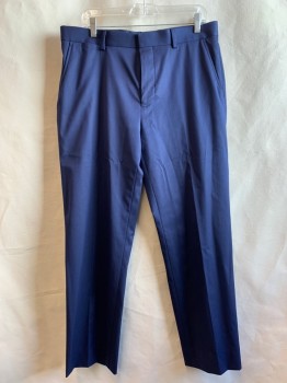Mens, Suit, Pants, J FERRAR, Navy Blue, Polyester, Viscose, Solid, 34/29, Flat Front, 4 Pockets,
