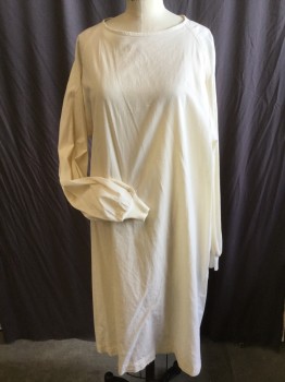 FOX 31, Lt Beige, Cotton, Solid, (MULTIPLE)  Crew Neck, Raglan Long Sleeves with Ribbed Knit Cuff, 3 Self Tie Back