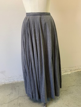 N/L MTO, Slate Gray, Lt Gray, Cotton, Speckled, Dashed Lines Weave/Texture, 1" Wide Self Waistband, Pleated at Sides and Back, Floor Length, Working Class, Made To Order Reproduction