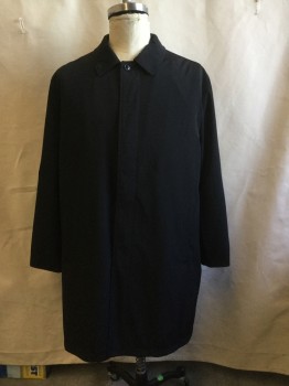Mens, Coat, Trenchcoat, T.Y.M., Black, Polyester, Solid, XXL, 50, Single Breasted, Hidden Placket Front, Collar Attached, Long Sleeves, 2 Pockets, Doubles
