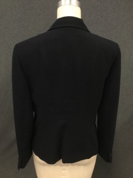 Womens, Blazer, JONESWEAR, Black, Polyester, Solid, 6, Single Breasted, Collar Attached, Peaked Lapel, Stitched Collar/Lapel, 2 Welt Pockets, 1 Button, Long Sleeves,