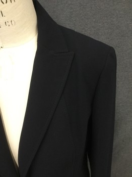 Womens, Blazer, JONESWEAR, Black, Polyester, Solid, 6, Single Breasted, Collar Attached, Peaked Lapel, Stitched Collar/Lapel, 2 Welt Pockets, 1 Button, Long Sleeves,