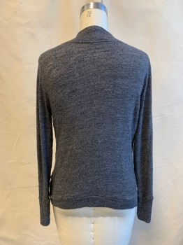 Womens, Top, 3 DOTS, Charcoal Gray, Polyester, Cotton, Heathered, S/M, Cowl,  Long Sleeves, Ribbed Knit Waistband/Cuff