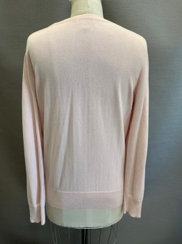 Womens, Sweater, CHARTER CLUB, Blush Pink, Cotton, Rayon, M, CN, Button Front, L/S, Woven Pattern
