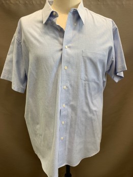 Mens, Casual Shirt, JONATHAN QUALE, Blue, Cotton, Polyester, Oxford Weave, 20NECK, S/S, Button Down Collar,one Pocket