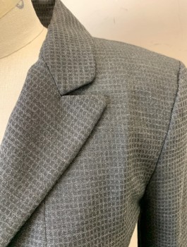 CLASSIQUES ENTIER, Dk Gray, Polyester, Viscose, Grid , Single Breasted, Peaked Lapel, 2 Buttons, 2 Welt Pockets, Lightly Padded Shoulders