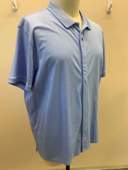 Mens, Casual Shirt, MAGNA READY, Lt Blue, Cotton, Polyester, Solid, XXL, Pique Knit, C.A., 2 Btn, Hidden Placket with Magnetic Closures, S/S