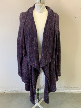 Womens, Cardigan Sweater, TORID, Aubergine Purple, Purple, Pink, Violet Purple, Ivory White, Synthetic, 4X, No Closures, Purl Side Out, Large Knit Lapels