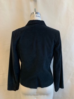 Womens, Blazer, A.P.C., Black, Cotton, Elastane, Solid, B 38, L, Single Breasted, 2 Buttons, Notched Lapel, 3 Pockets, 1 Button Cuffs, 1 Back Vent