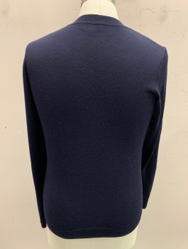 Mens, Cardigan Sweater, A.P.C., Navy Blue, Wool, M, V-N, Single Breasted, Button Front, L/S