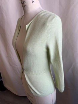 Womens, Sweater, CO-OP, Mint Green, Cashmere, Cotton, Solid, S, L/S, Plunge Neckline, Squared Pearl Button At Front