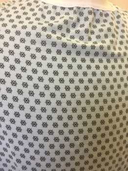 MEDLINE, Lt Blue, Black, Cotton, Novelty Pattern, Lt Blue Background with Black Circles with X's Through Pattern, White Twill Collar/Tie, Short Sleeve, Open Back, Double Tie Back
