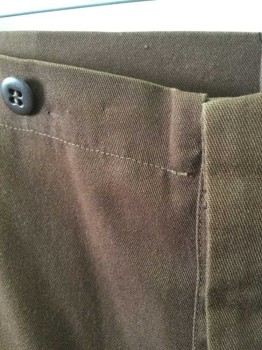 N/L MTO, Brown, Cotton, Solid, Twill, Button Fly, Suspender Buttons at Outside Waist, No Pockets, Made To Order Reproduction **Has Some Holes on Leg,