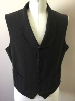 JORDI, Faded Black, Black, Cotton, Solid, Shawl Lapel, 5 Buttons, 2 Pockets, Twill Front in Charcoal, Back Solid Black Cotton Plain Weave, with Adjustable Belt, Old West,